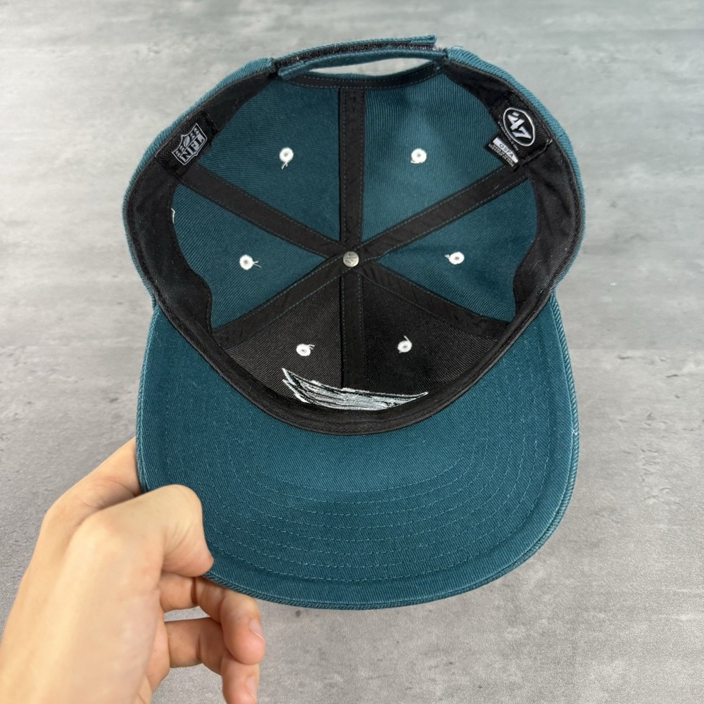 '47 Philadelphia Eagles Hat Green Silver Contrast Stitching Dad Cap Strapback - Picture 6 of 7